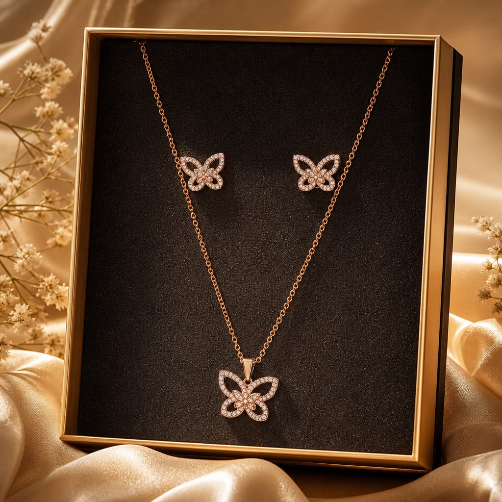 Butterfly Necklace with Earrings